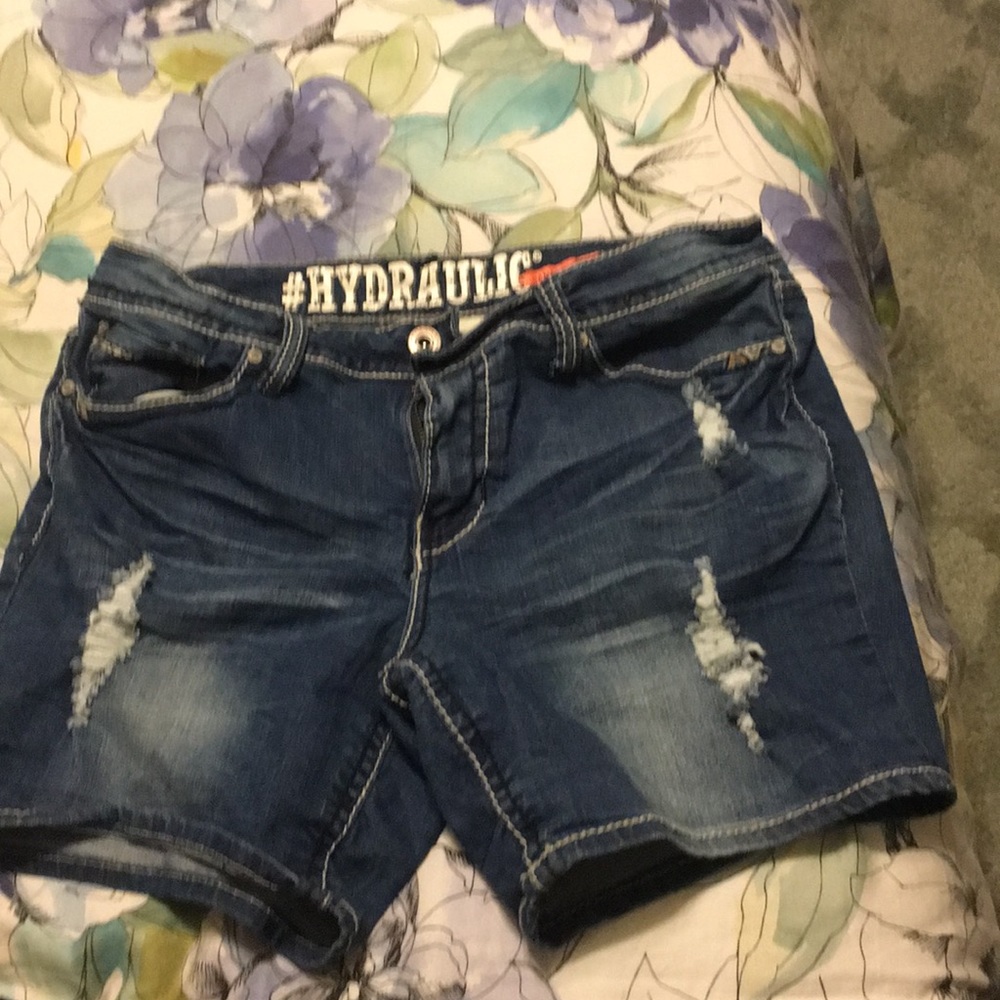 Ripped jean shorts